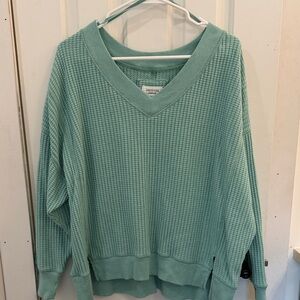 American Eagle Outfitters V-Neck waffle Sweater